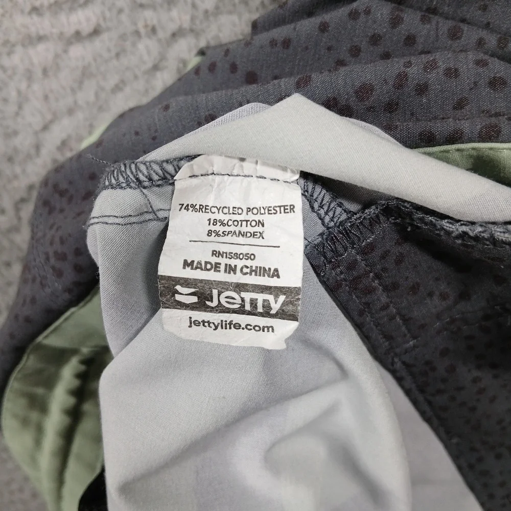 Jetty Boardshorts‎ Mens 34 Gray Green Stripe Swim Surf Trunks